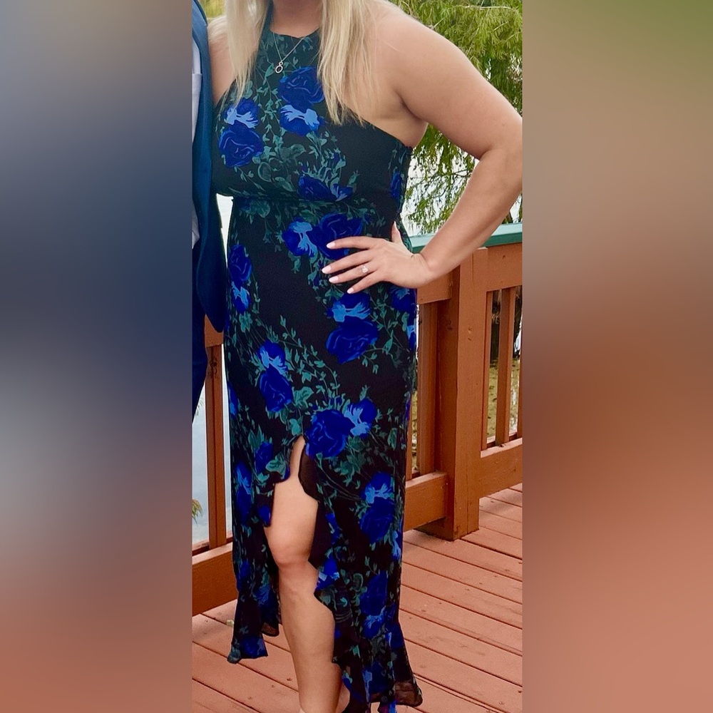 Lulu's Black and Blue Floral Dress